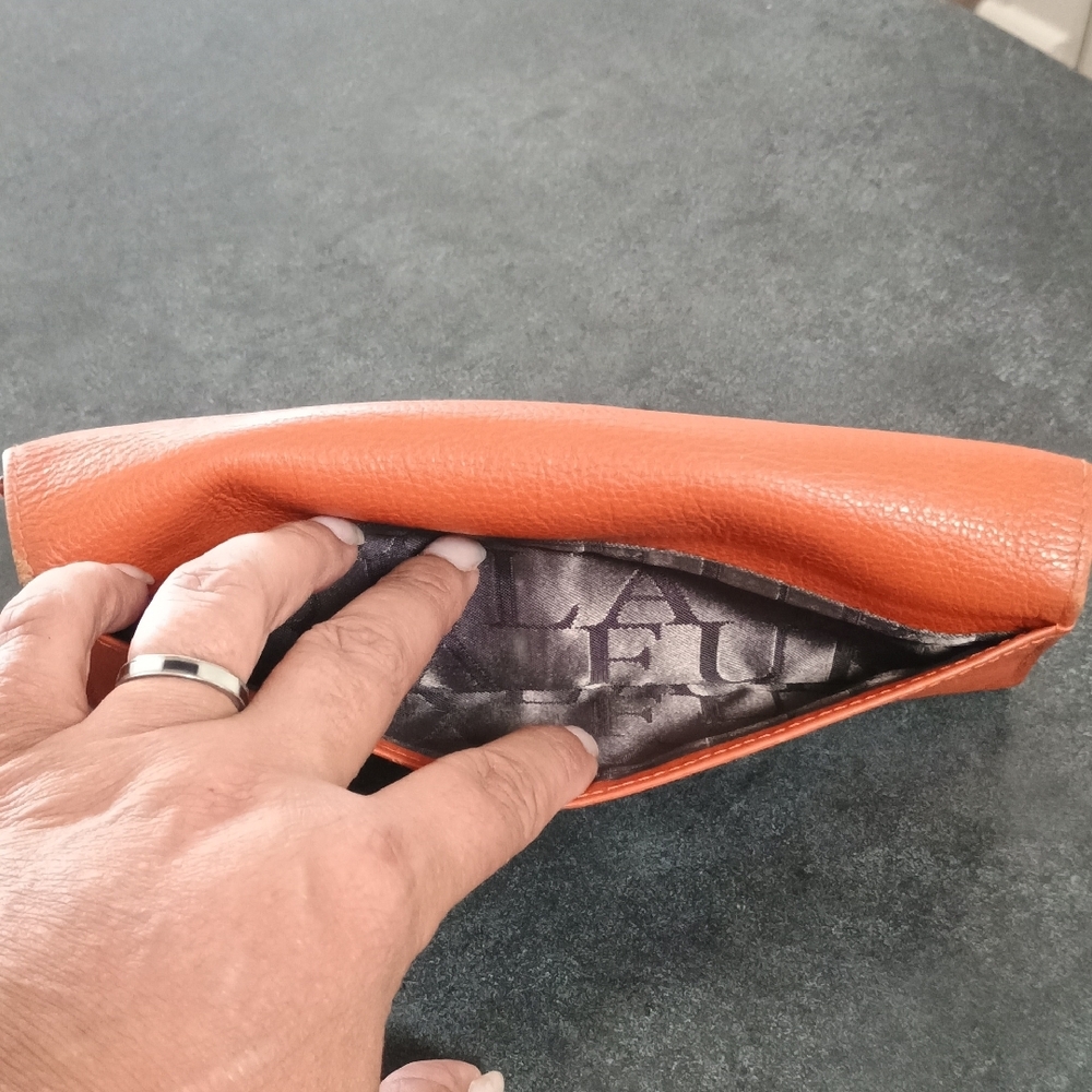 Furla Tangerine Pebbled Leather Continental Wallet - Silver Bow Edition GUC - Picture 7 of 14